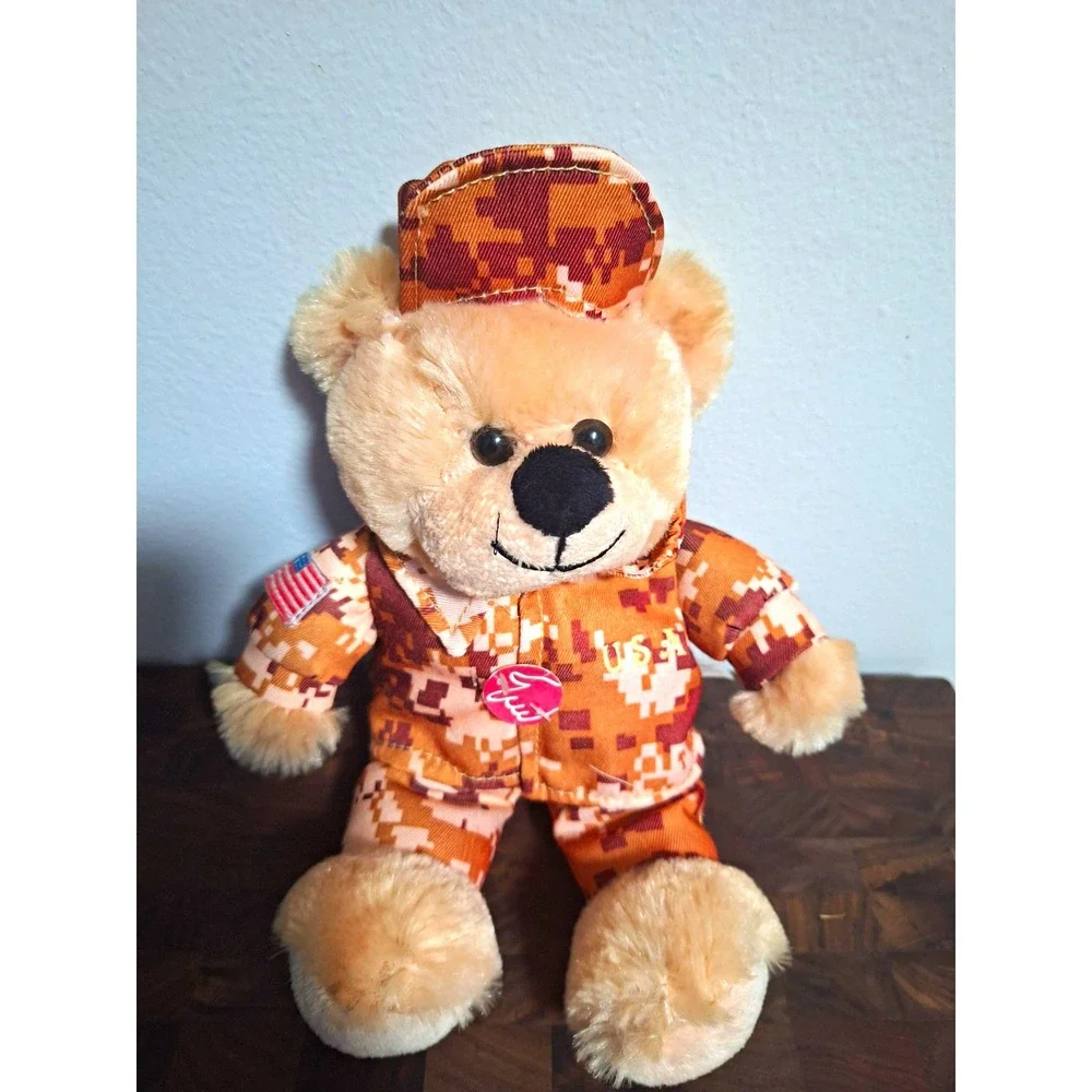 Dan Dee Desert Camo Military Teddy Bear Plush USA Flag Army Digital Camouflage